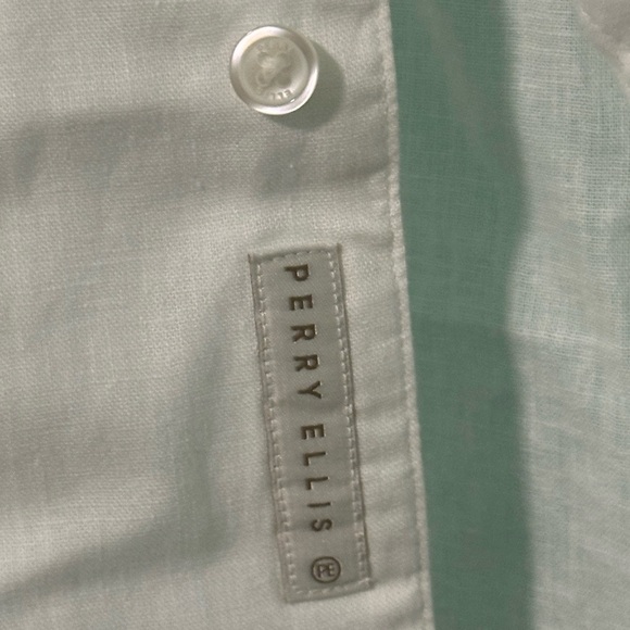 Perry Ellis White Casual Button Down Shirt - Picture 7 of 9